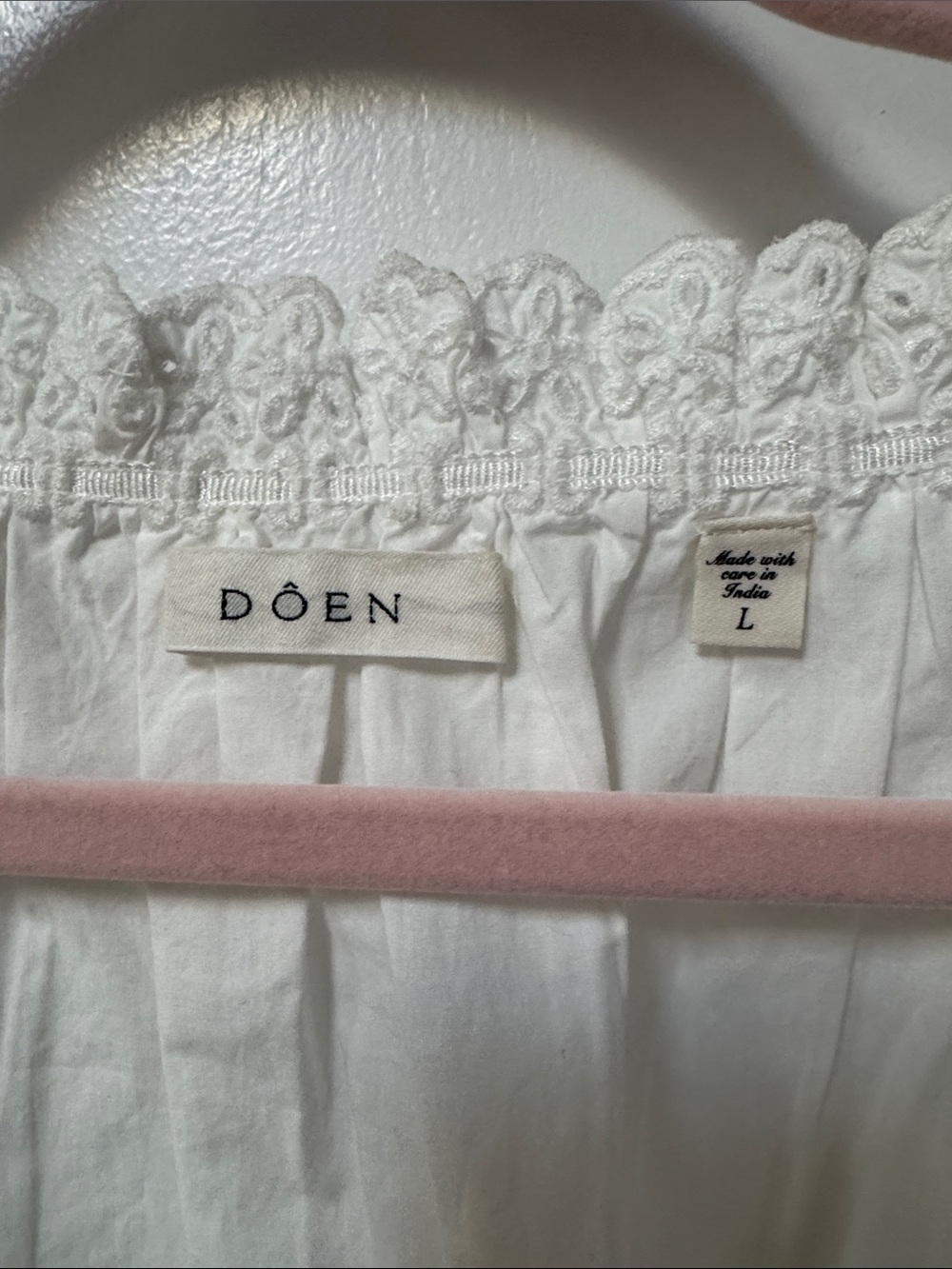 Doen Nera Salt White Embroidered Eyelet Tie-Front Cropped Blouse Large - Picture 5 of 8